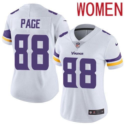 Women Minnesota Vikings #88 Alan Page Nike White Vapor Limited NFL Jersey->women nfl jersey->Women Jersey
